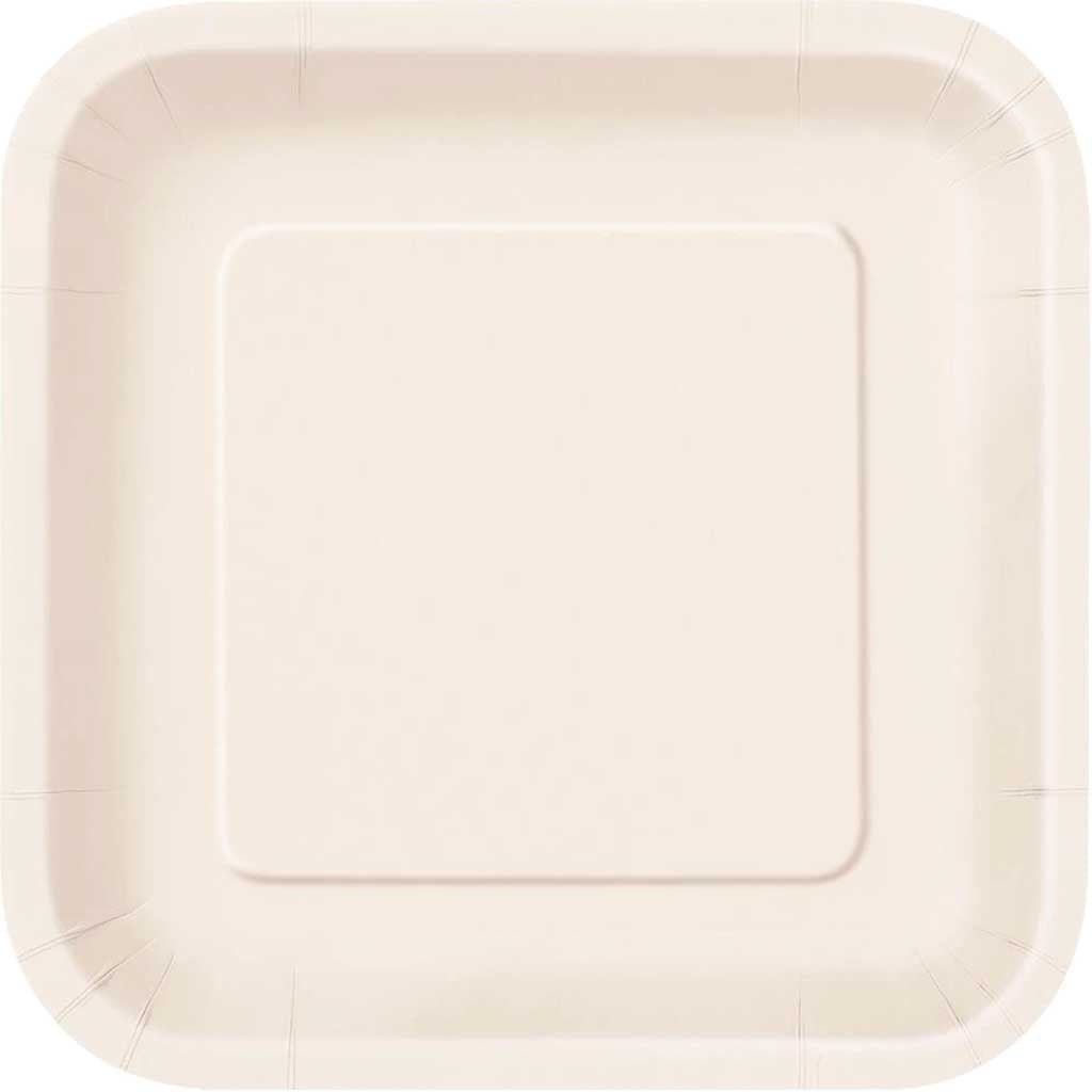 Square Dinner Plates 9in 14ct, Ivory Solid 