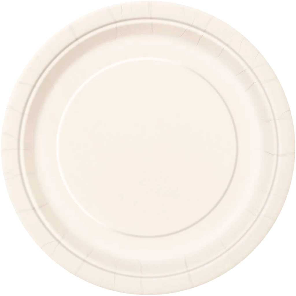 Round Dessert Plates 7in 8ct, Ivory Solid 