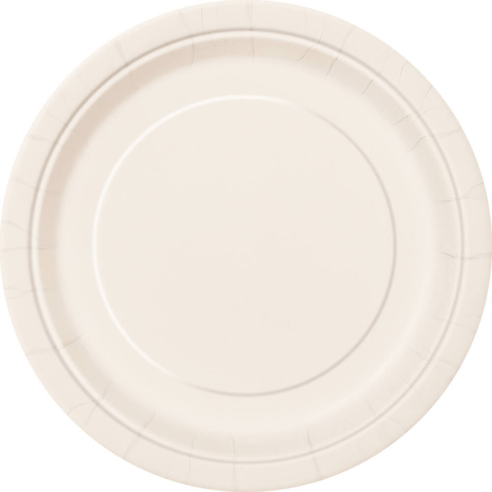 Round Dinner Plates 9in 16ct, Ivory Solid 