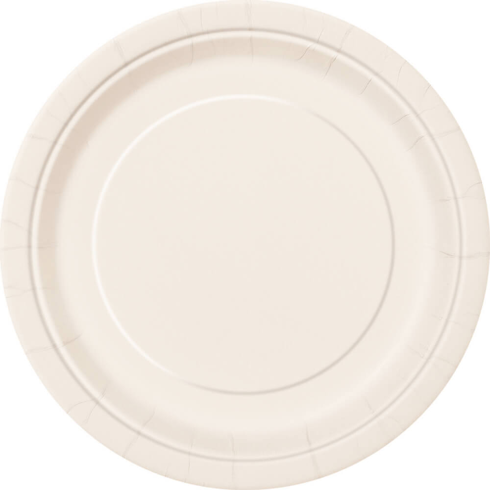 Round Dessert Plates 7in 20ct, Ivory Solid 