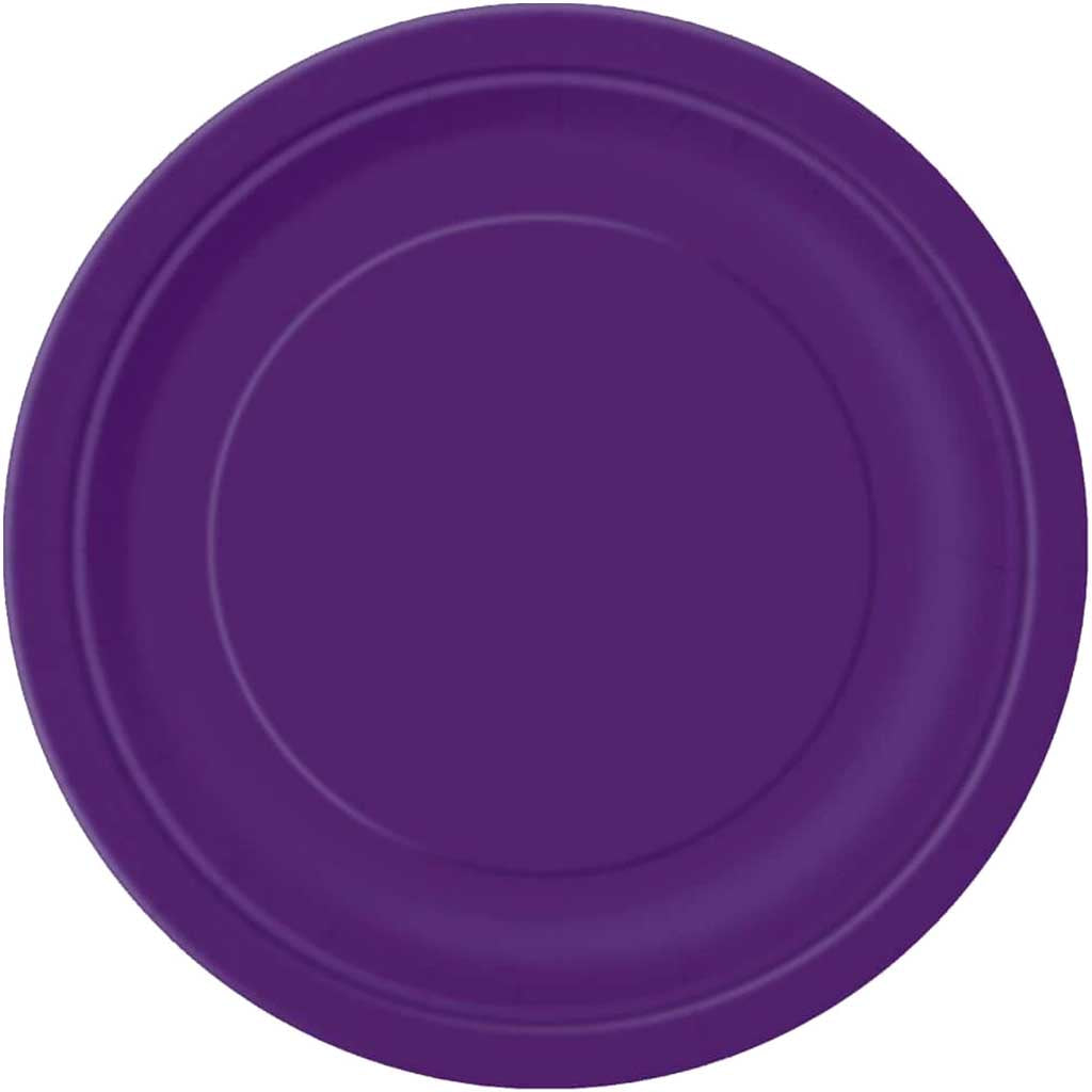 Solid Round Dessert Plates 7in 8ct, Deep Purple 