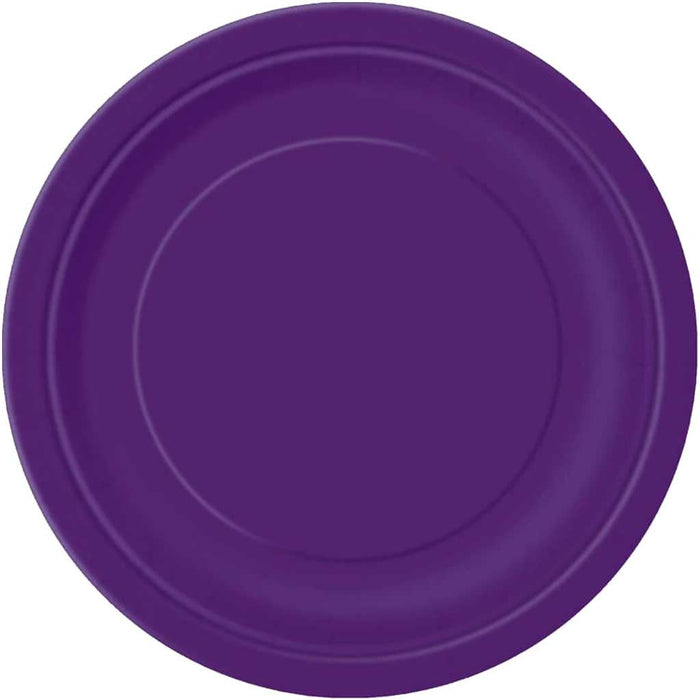 Solid Round Dessert Plates 7in 8ct, Deep Purple 