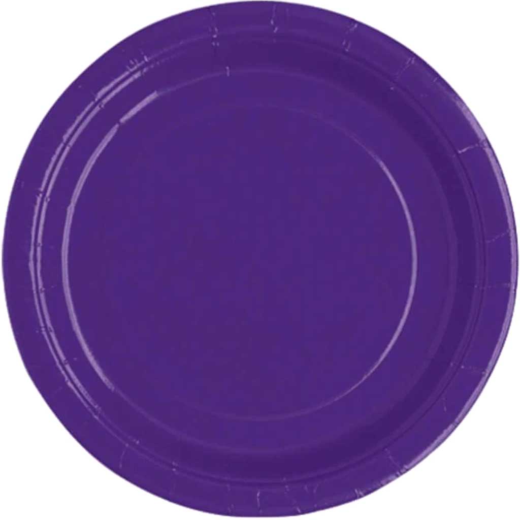 Round Dessert Plates 7in 20ct, Deep Purple Solid 