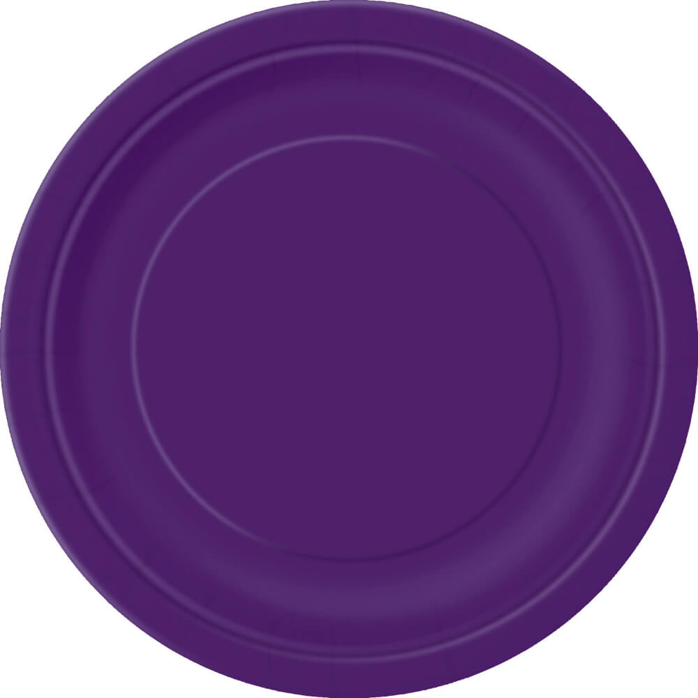 Round Dinner Plates 9in 8ct, Deep Purple Solid 