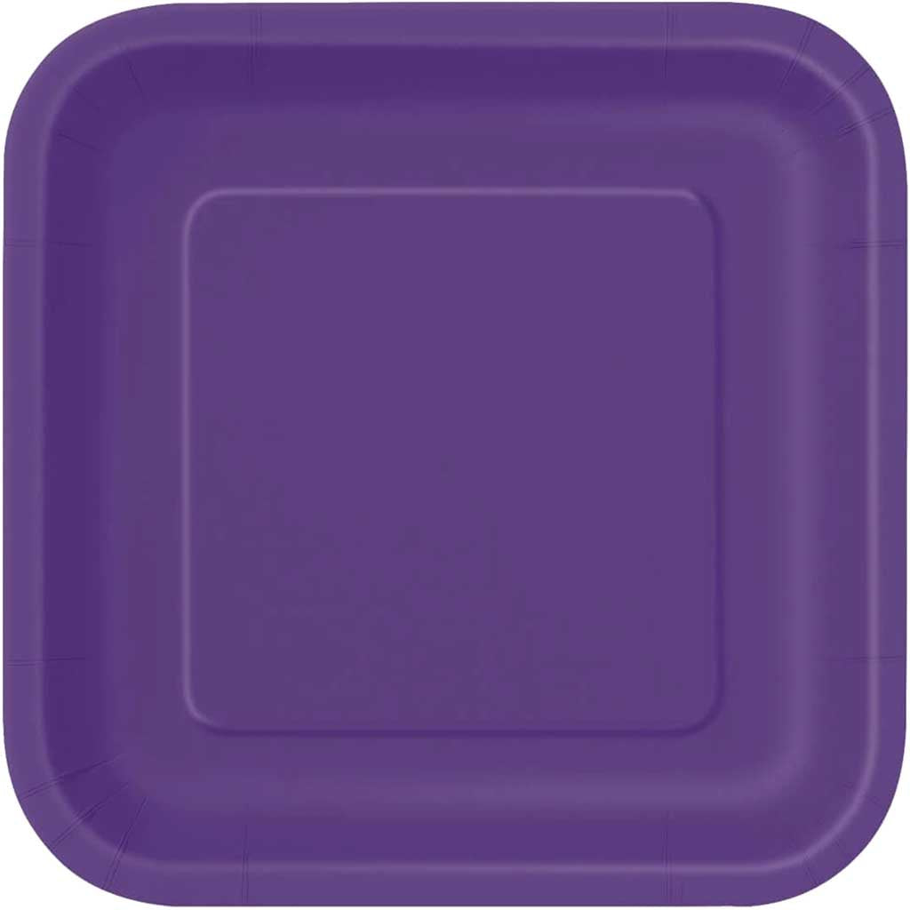 Square Dinner Plates 9in 14ct, Deep Purple Solid 