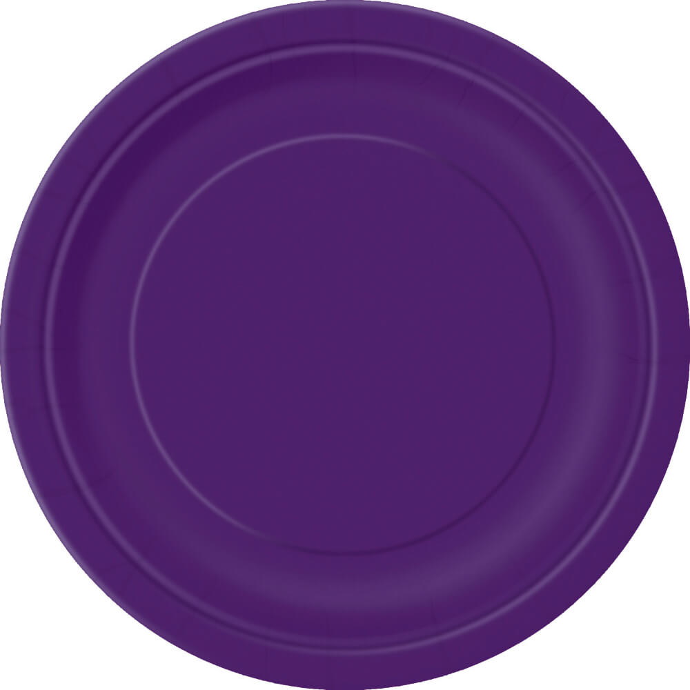 Round Dinner Plates 9in 16ct, Deep Purple Solid 