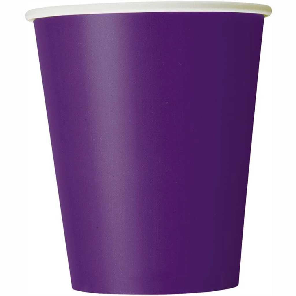 Deep Purple Solid 9oz Paper Cups, 8ct 