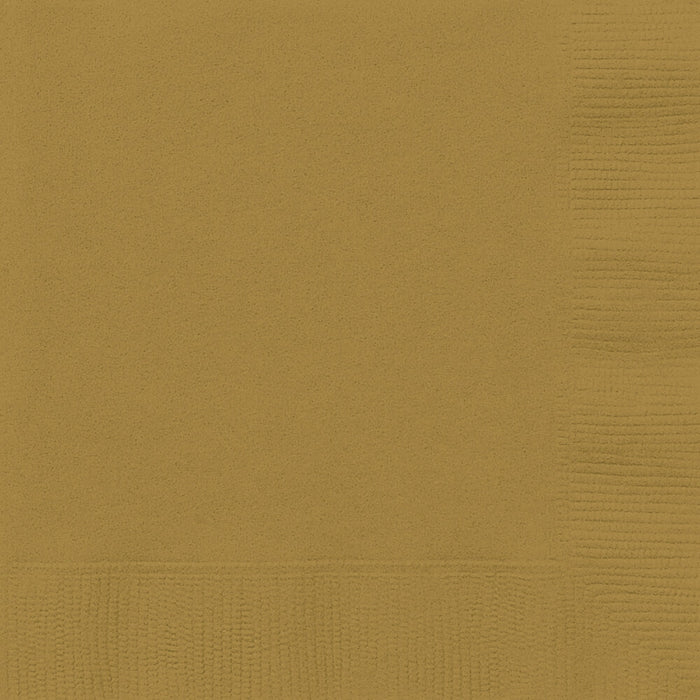 Gold Solid Beverage Napkins, 20ct 