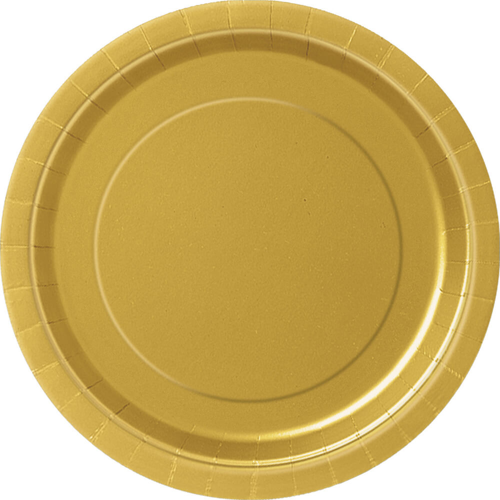 Round Dessert Plates 7in 8ct, Gold Solid 