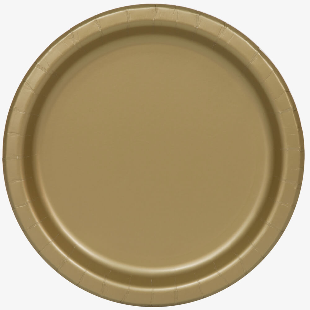 Round Dessert Plates 7in 20ct, Gold Solid 