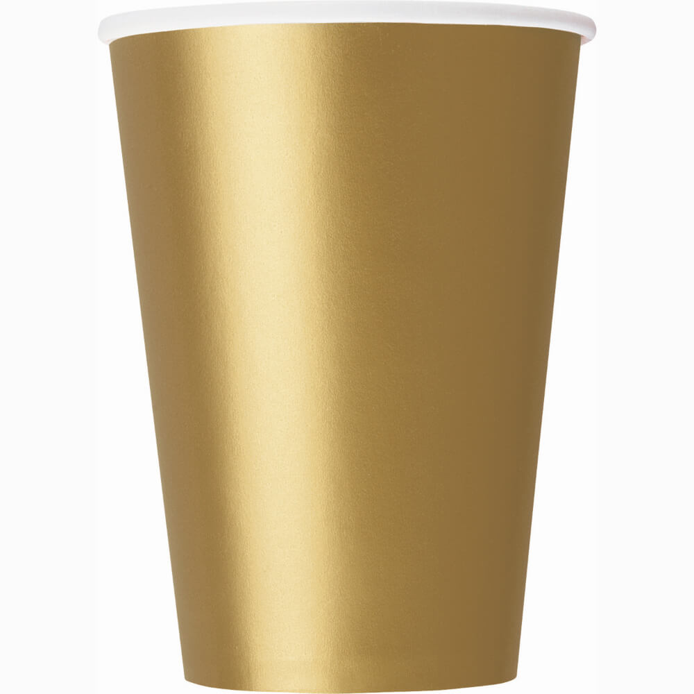 Gold Solid 9oz Paper Cups, 14ct 