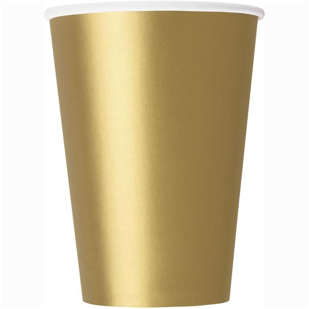 Gold Solid Paper Cups 12oz 10ct 