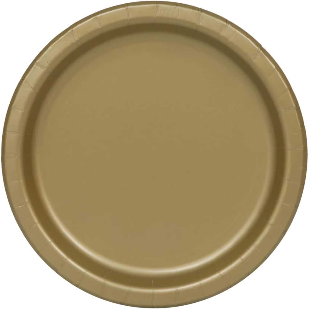 Gold Solid Round Dinner Plates 9in 16ct, 