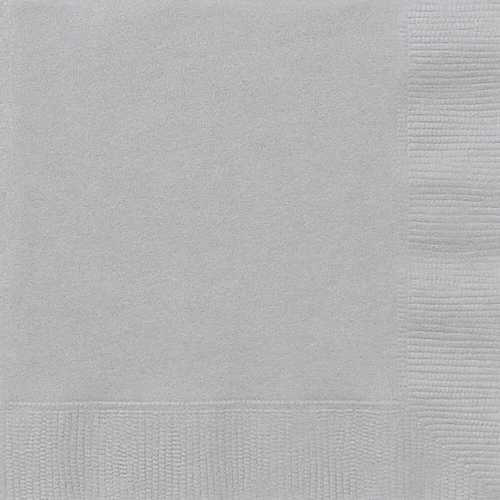 Silver Solid Beverage Napkins, 20ct 