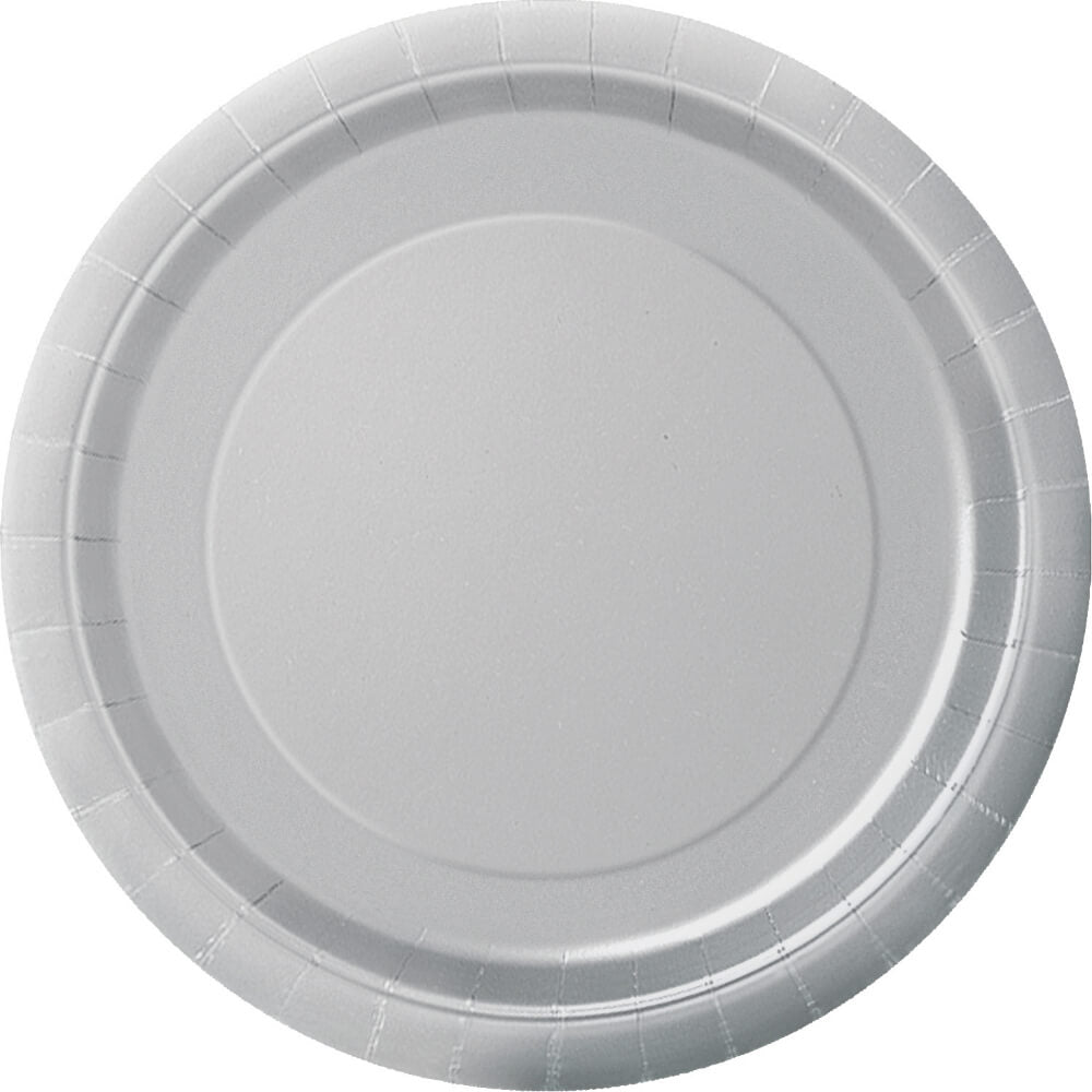 Round Dessert Plates 7in 8ct, Silver Solid 