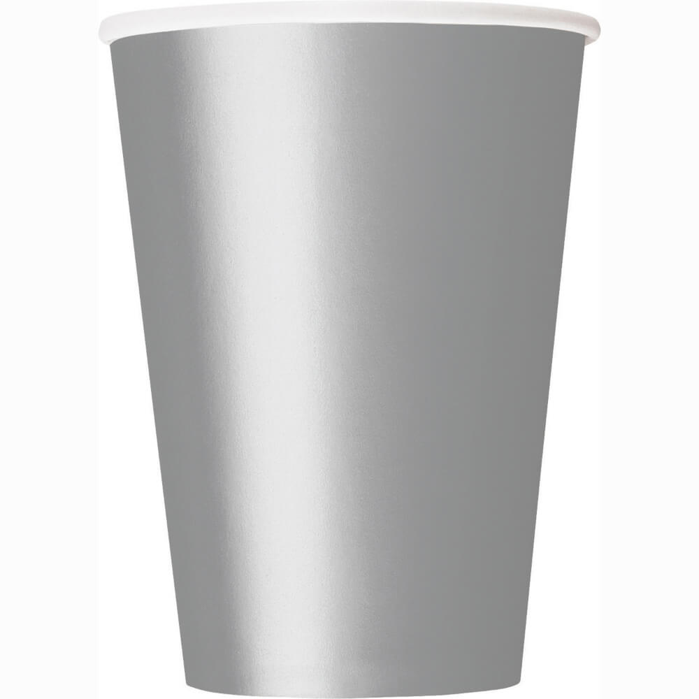 Silver Solid 9oz Paper Cups, 14ct 