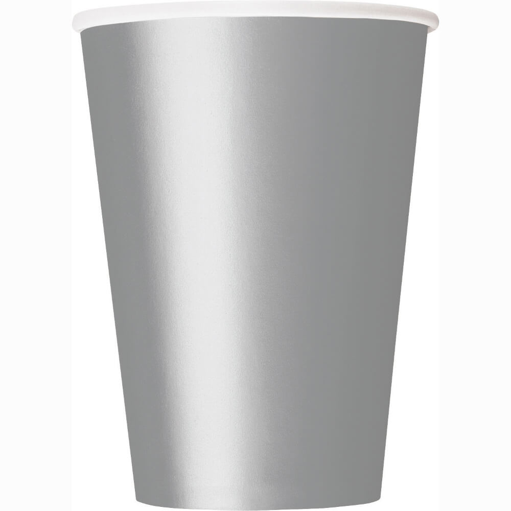 Silver Solid 12oz Paper Cups, 10ct 