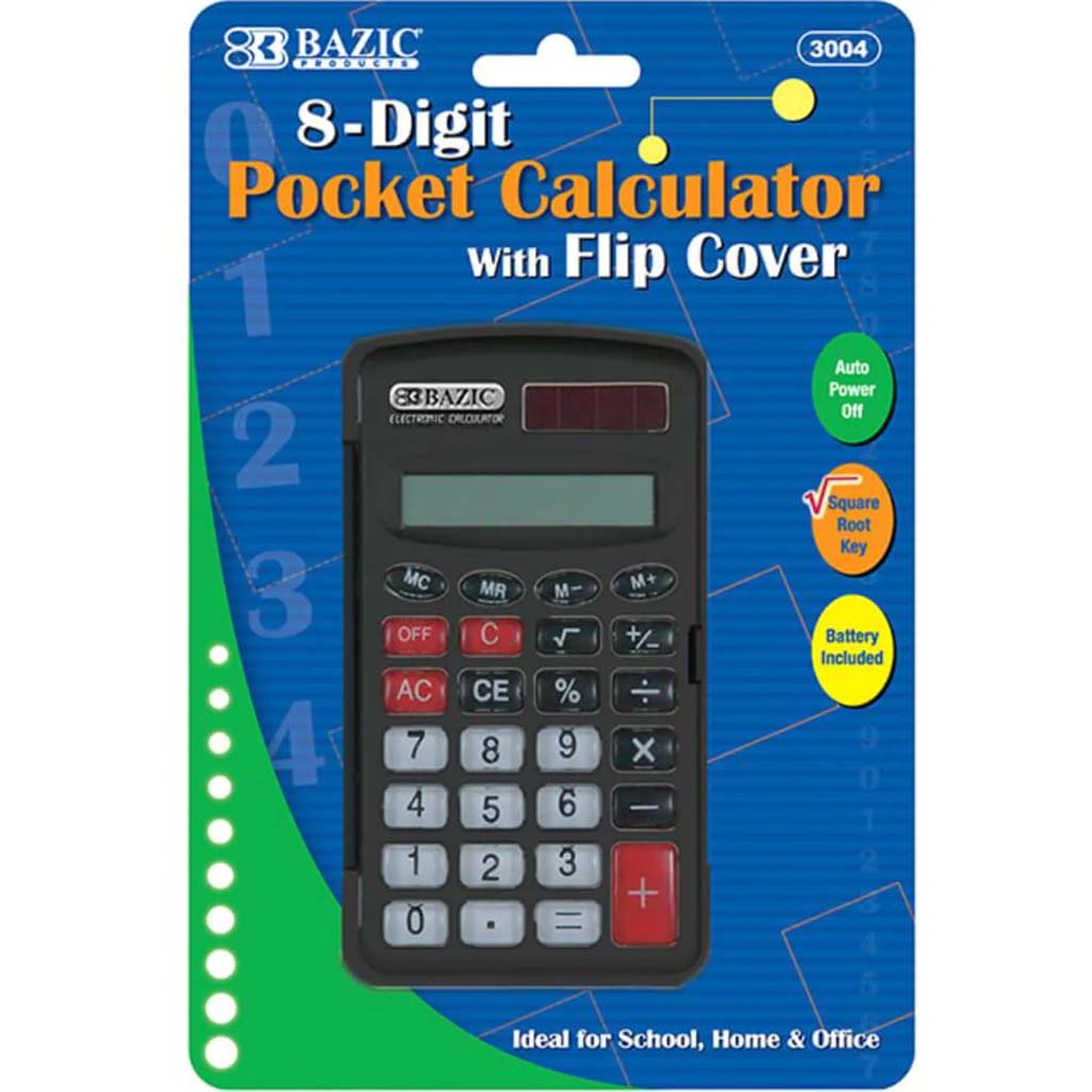 8-Digit Pocket Size Calculator With Flip Cover 