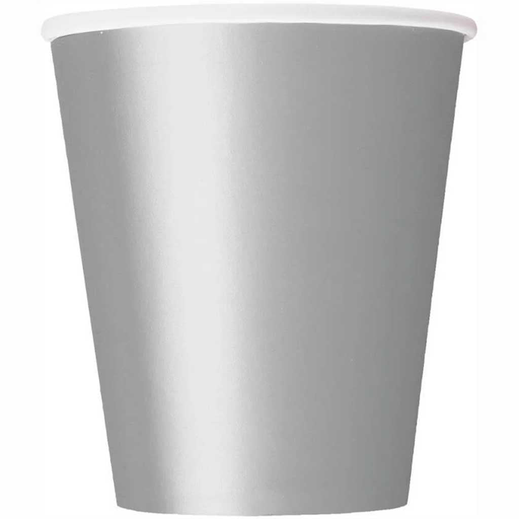 Silver Solid 9oz Paper Cups, 8ct 