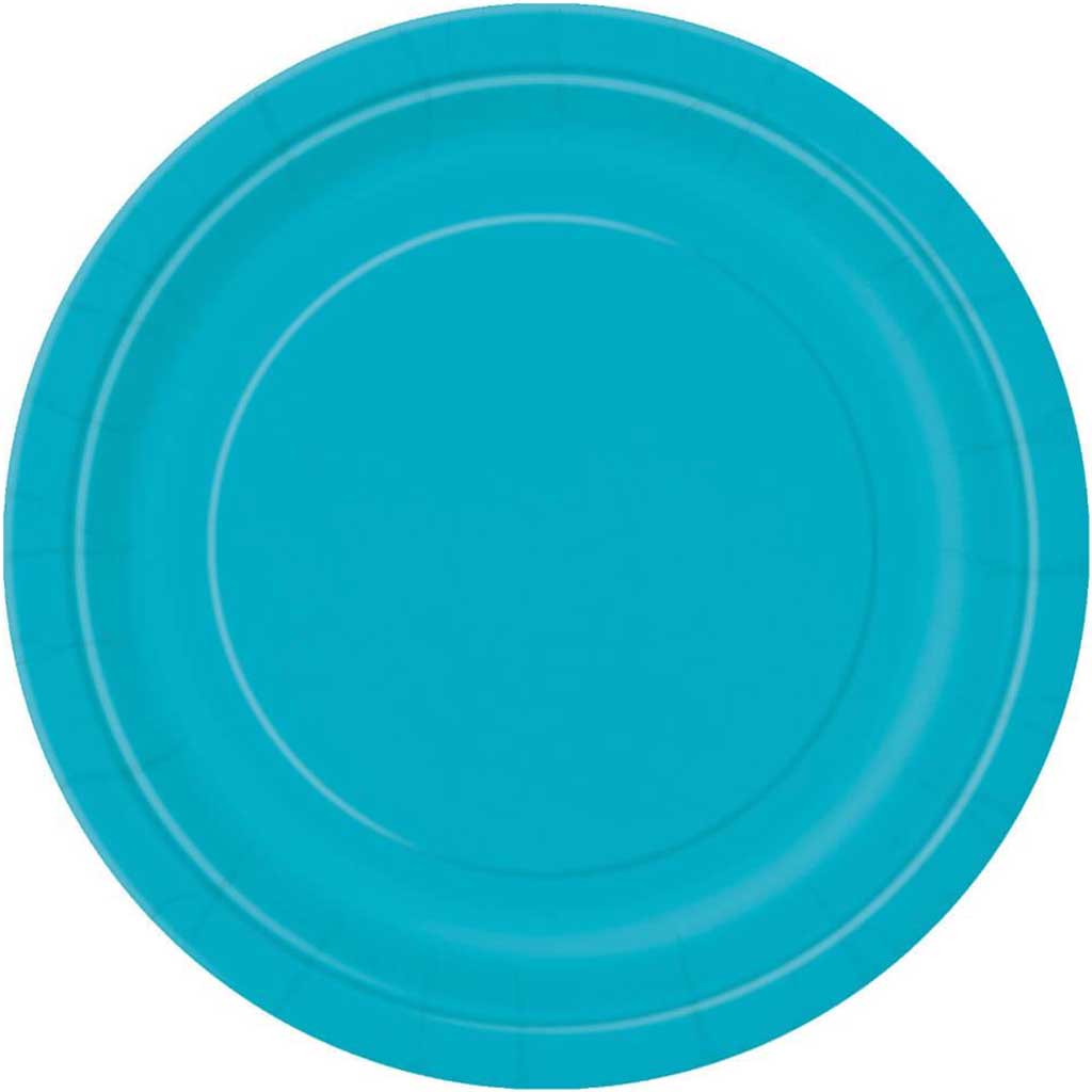 Caribbean Teal Solid Round Dinner Plates 9in 8ct 