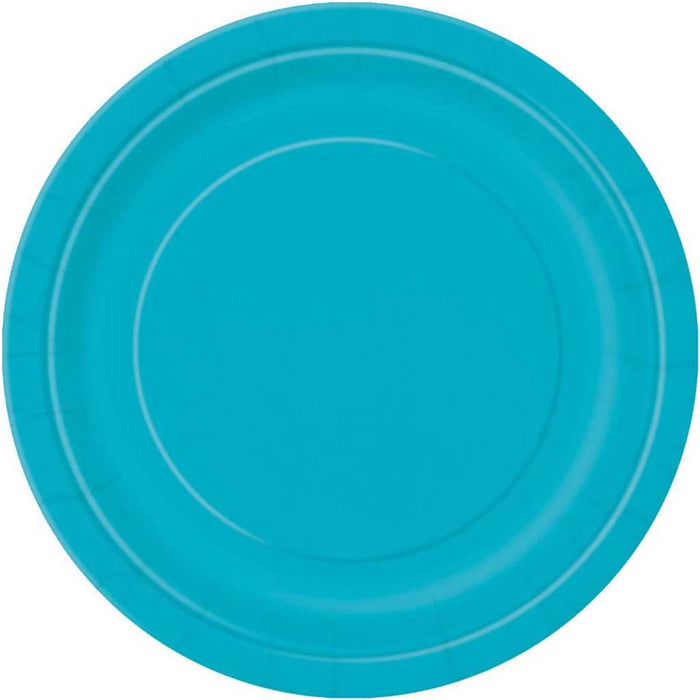Caribbean Teal Solid Round Dinner Plates 9in 8ct 