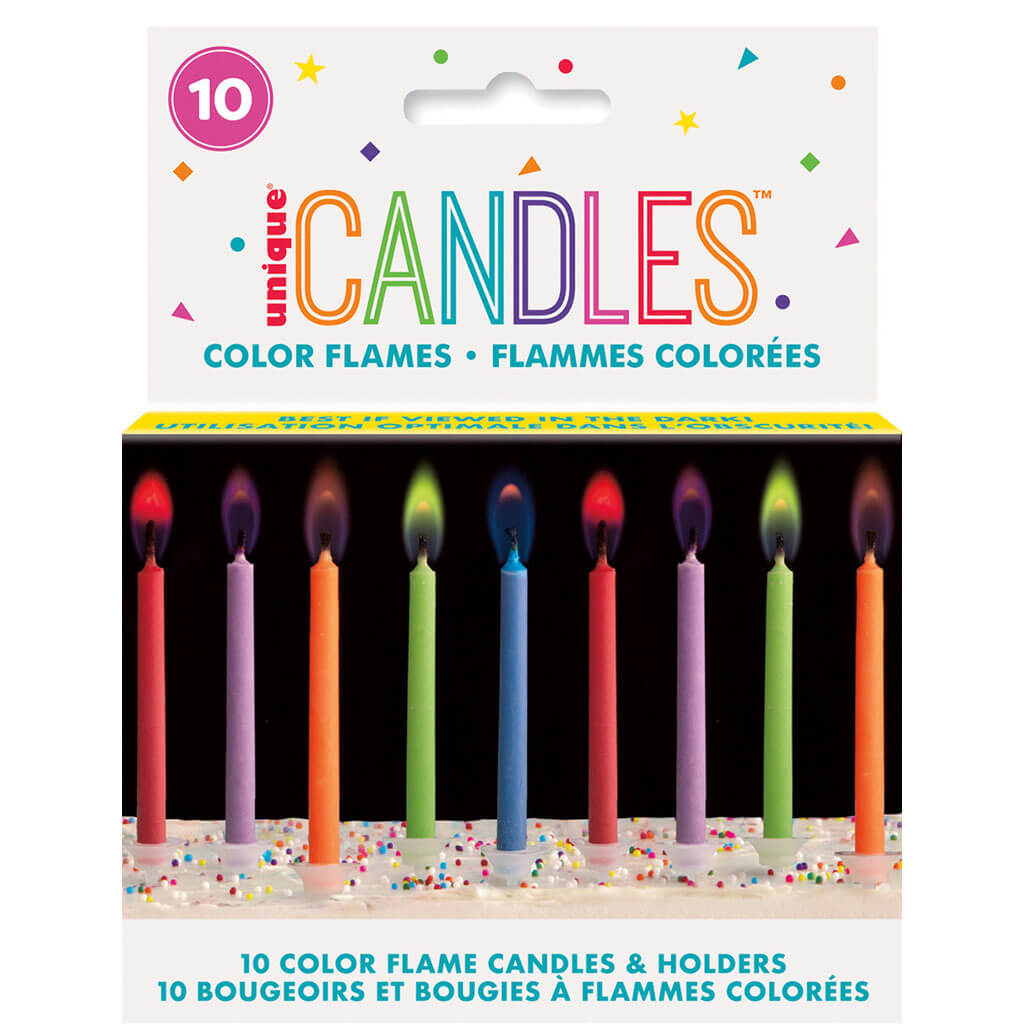 Birthday Candles &amp; Holders 10ct, Color Flame 