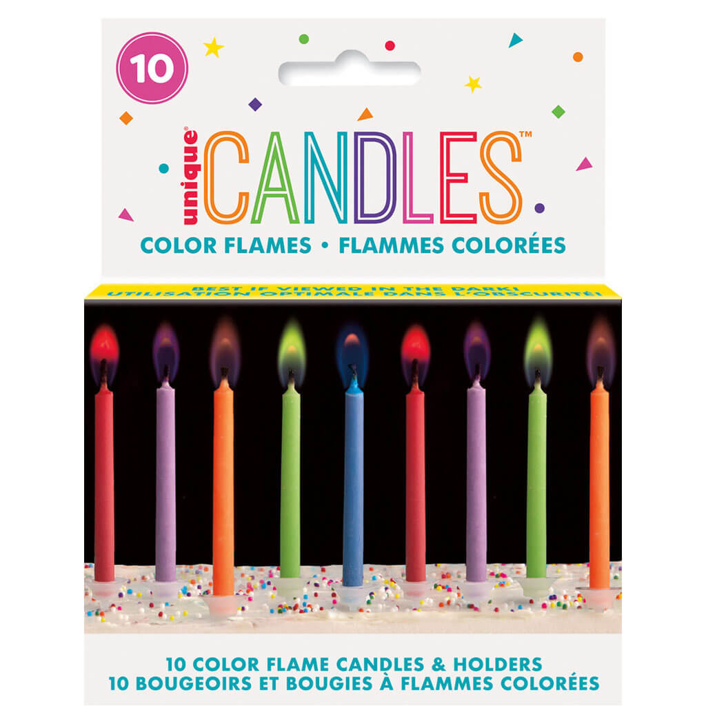 Birthday Candles &amp; Holders 10ct, Color Flame 