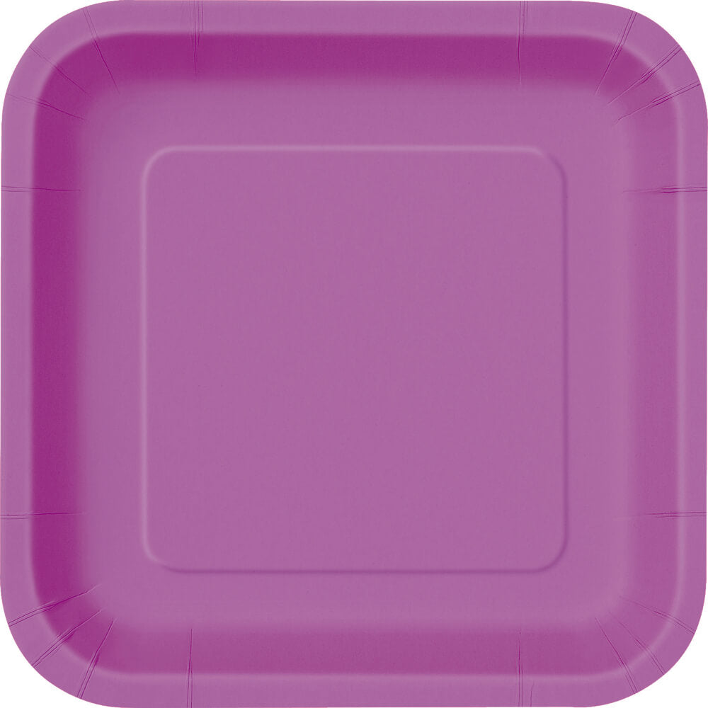 Square Dinner Plates 9in 14ct, Pretty Purple Solid 