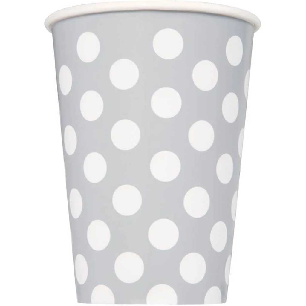 Silver Dots 12oz Paper Cups, 6ct 