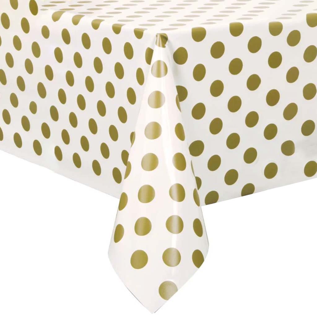 Rectangular Tablecover 54in x 108in, Gold Dots 