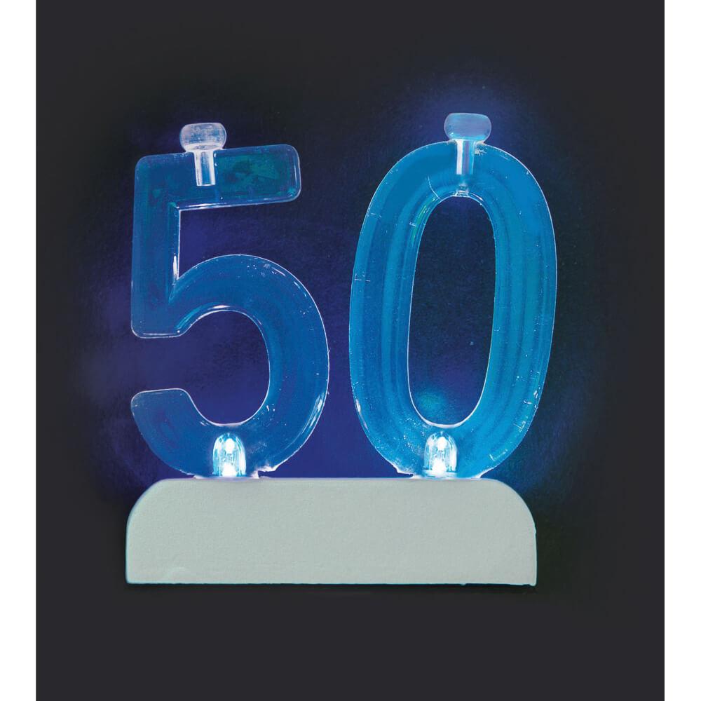 Flashing Holder with Birthday Candles Number 50 