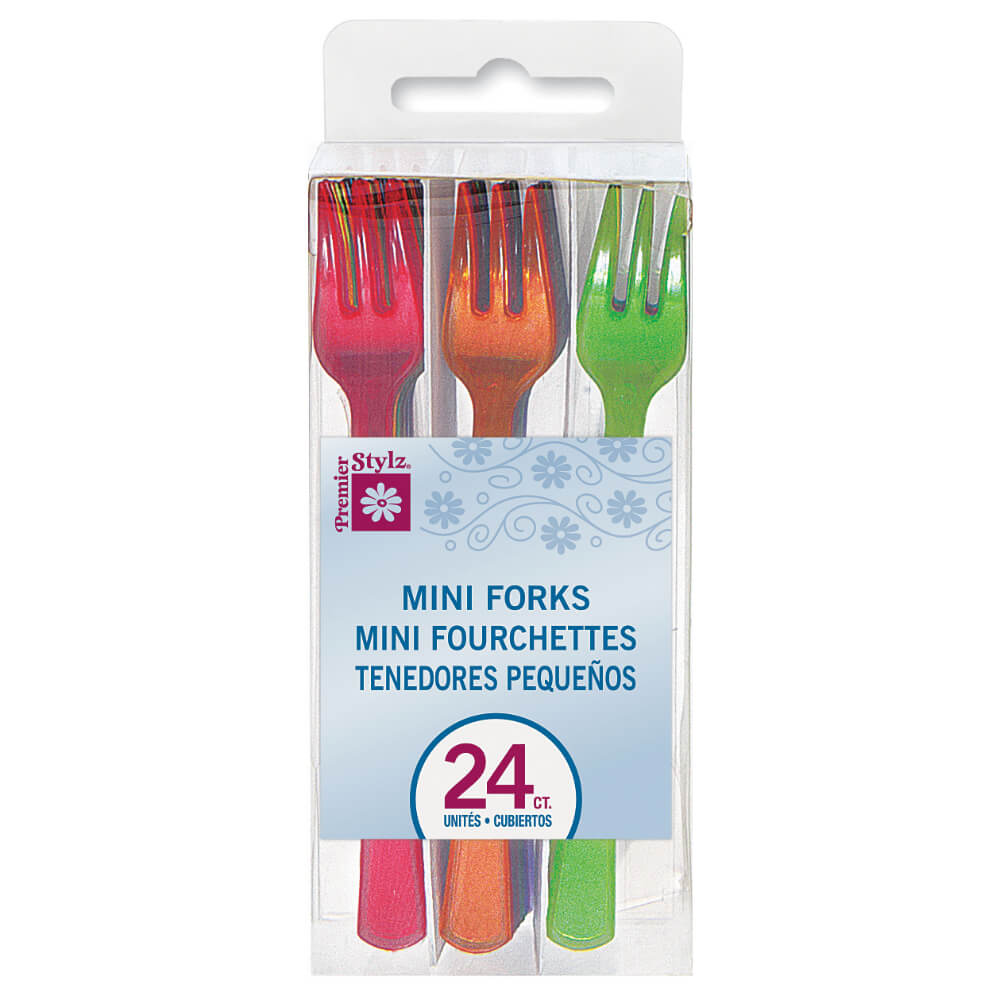 Plastic Mini Forks Box, 4in 24ct 