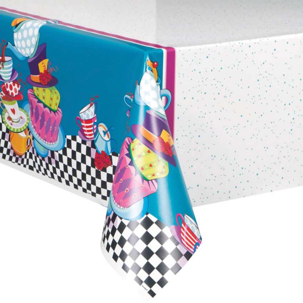 Rectangular Tablecover 54in x 84in, Mad Hatter Tea Party 