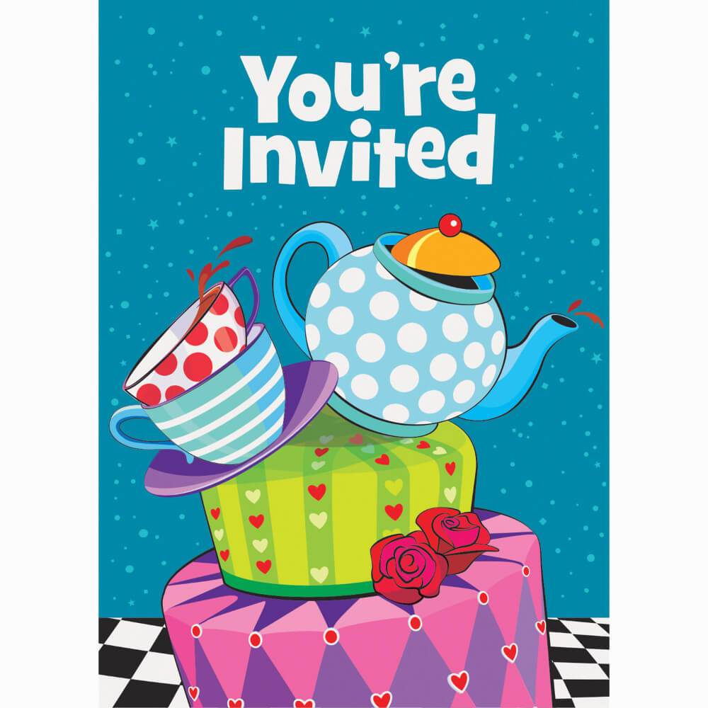 Mad Hatter Tea Party Invitations, 8ct 