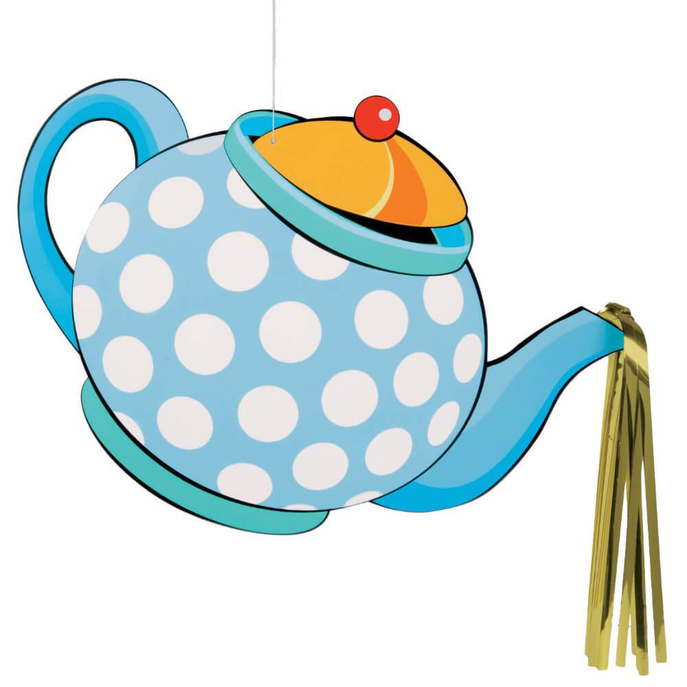 Hanging Tea Pot Decoration with Foil, Mad Hatter Tea Party 