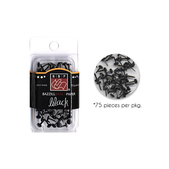 Bazzill Basic Paper 75pcs 5mm Round Brads Black