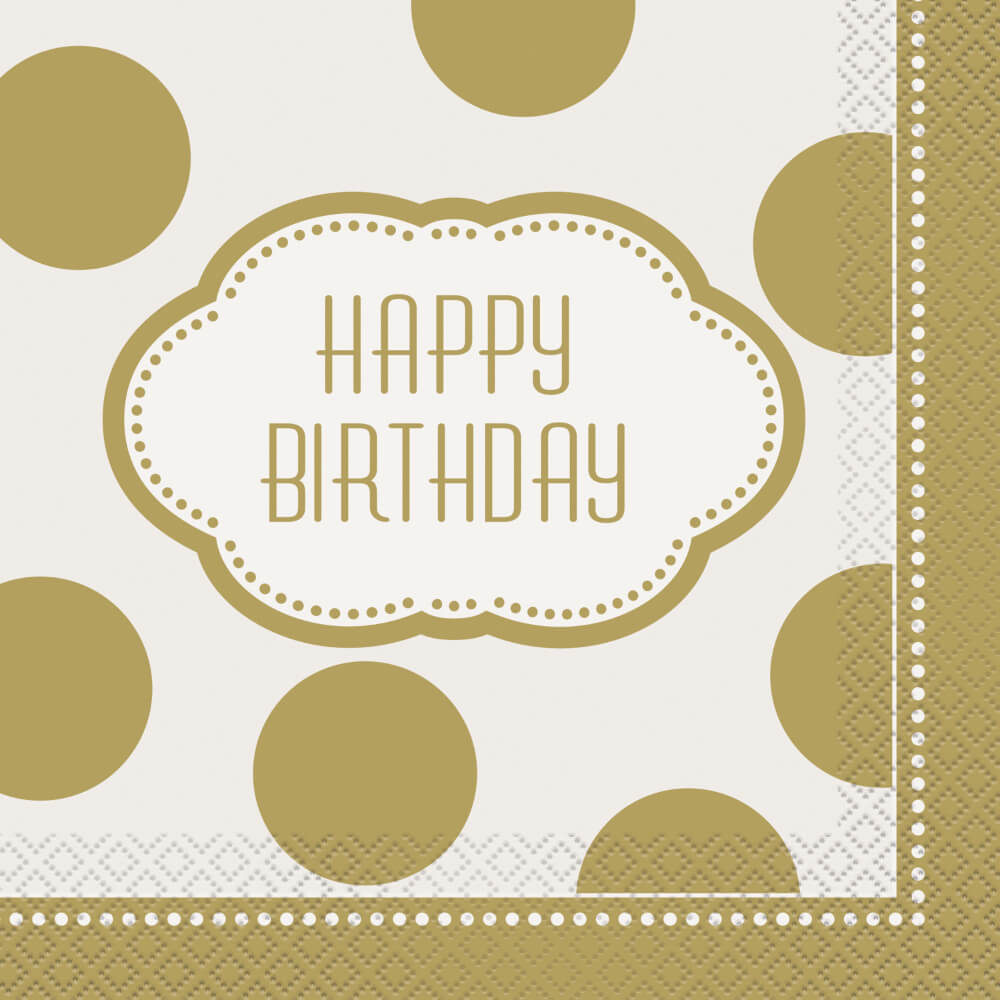 Golden Birthday Lunch Napkins, 16ct 