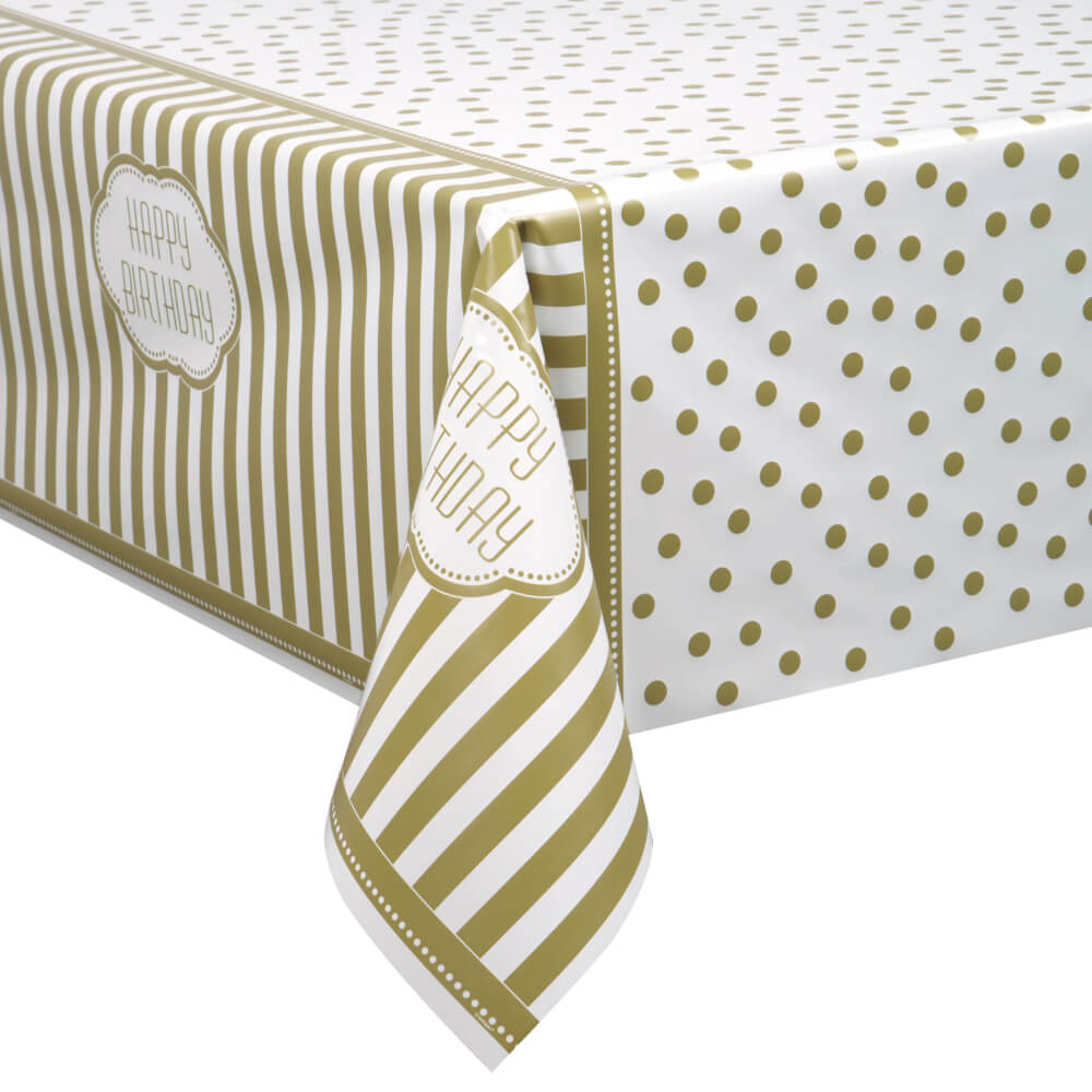 Rectangular Tablecover 54in x 84in, Golden Birthday 