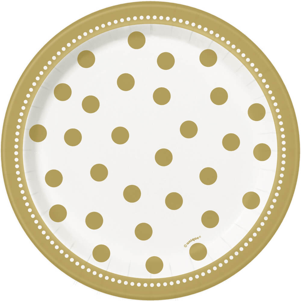 Round Dessert Plates 7in 8ct, Golden Birthday 