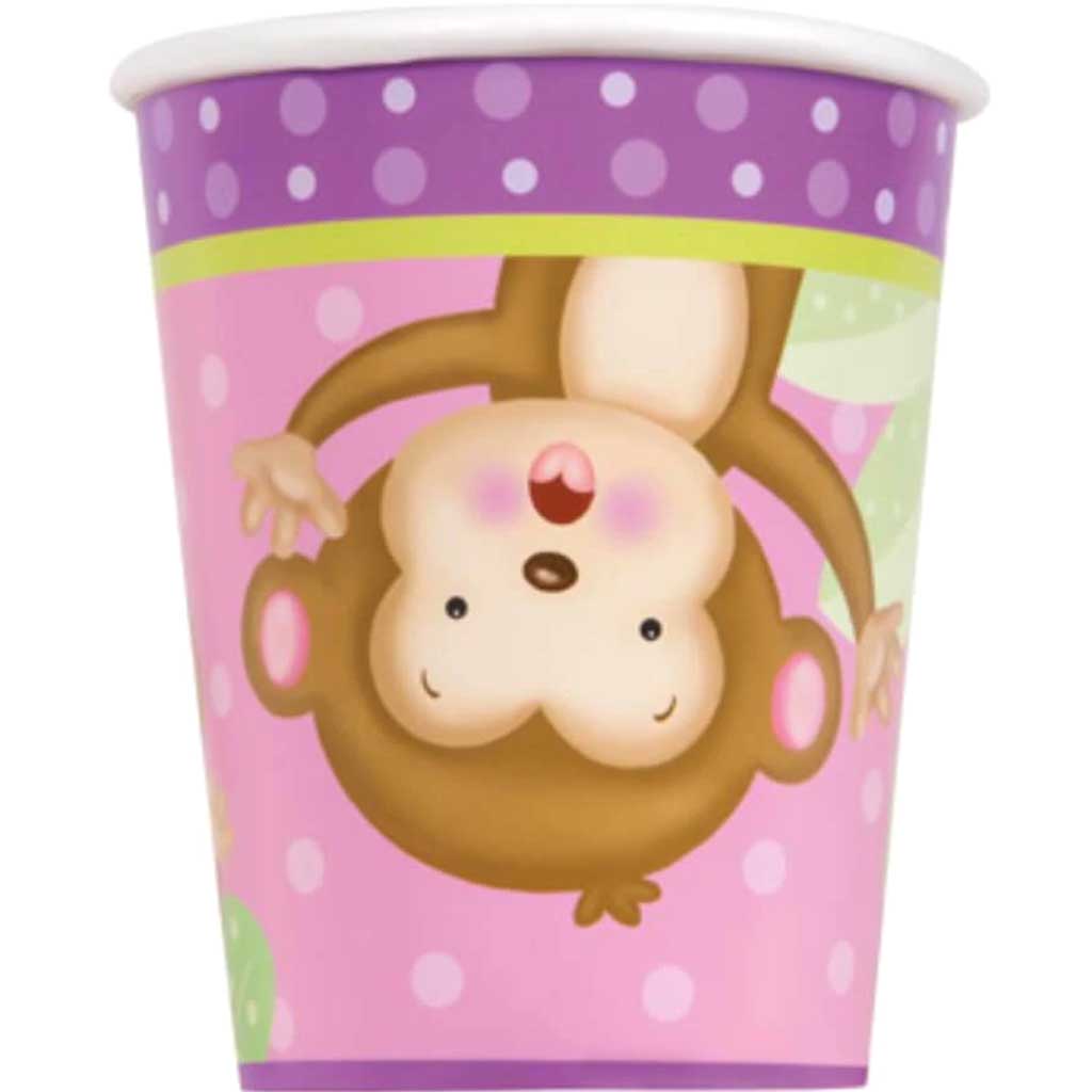 Girl Monkey Baby Shower 9oz Paper Cups, 8ct 