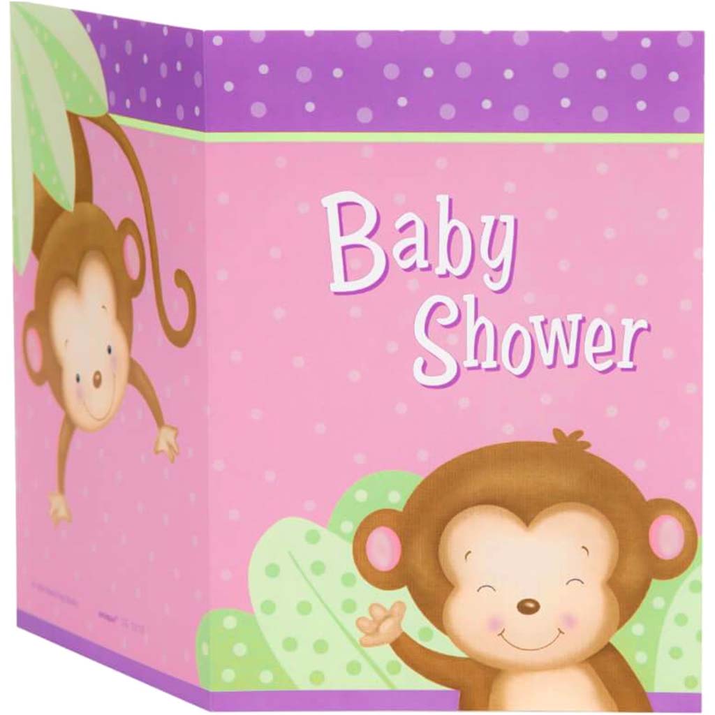 Girl Monkey Baby Shower Invitations, 8ct 