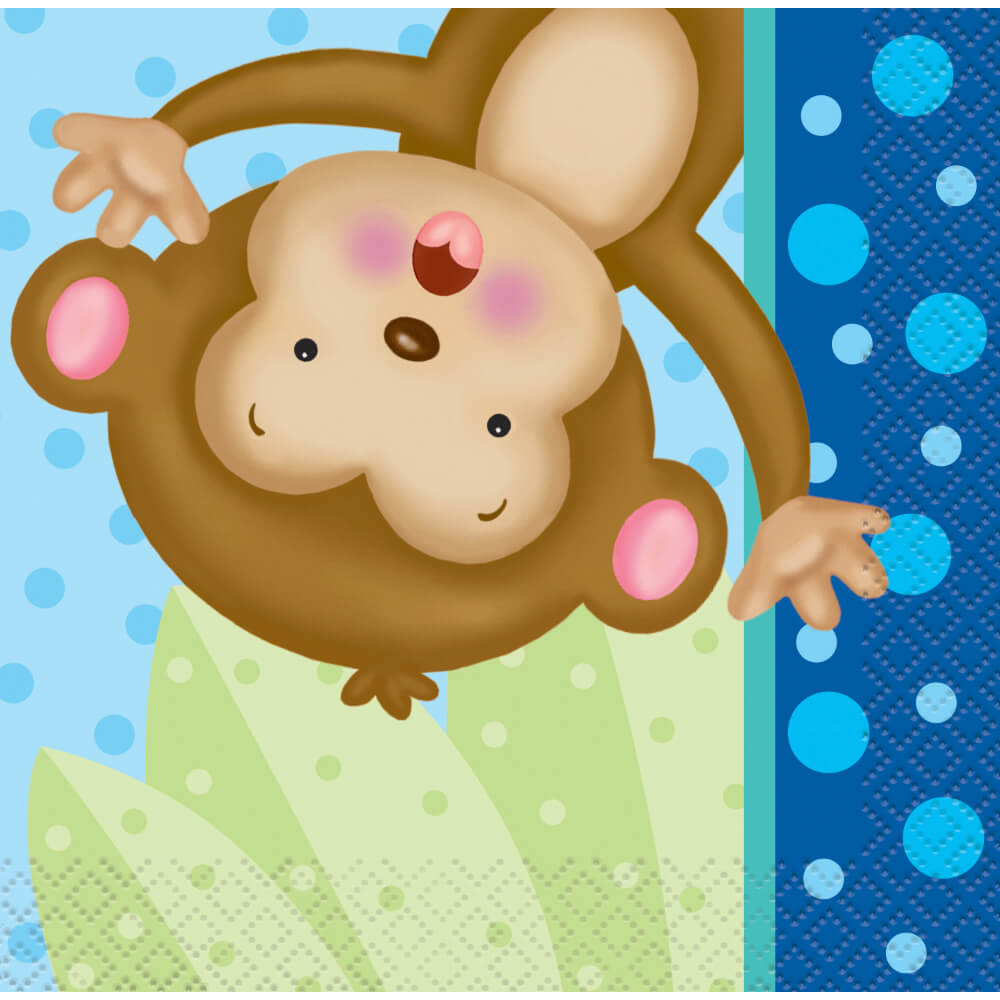 Boy Monkey Baby Shower Beverage Napkins, 16ct 