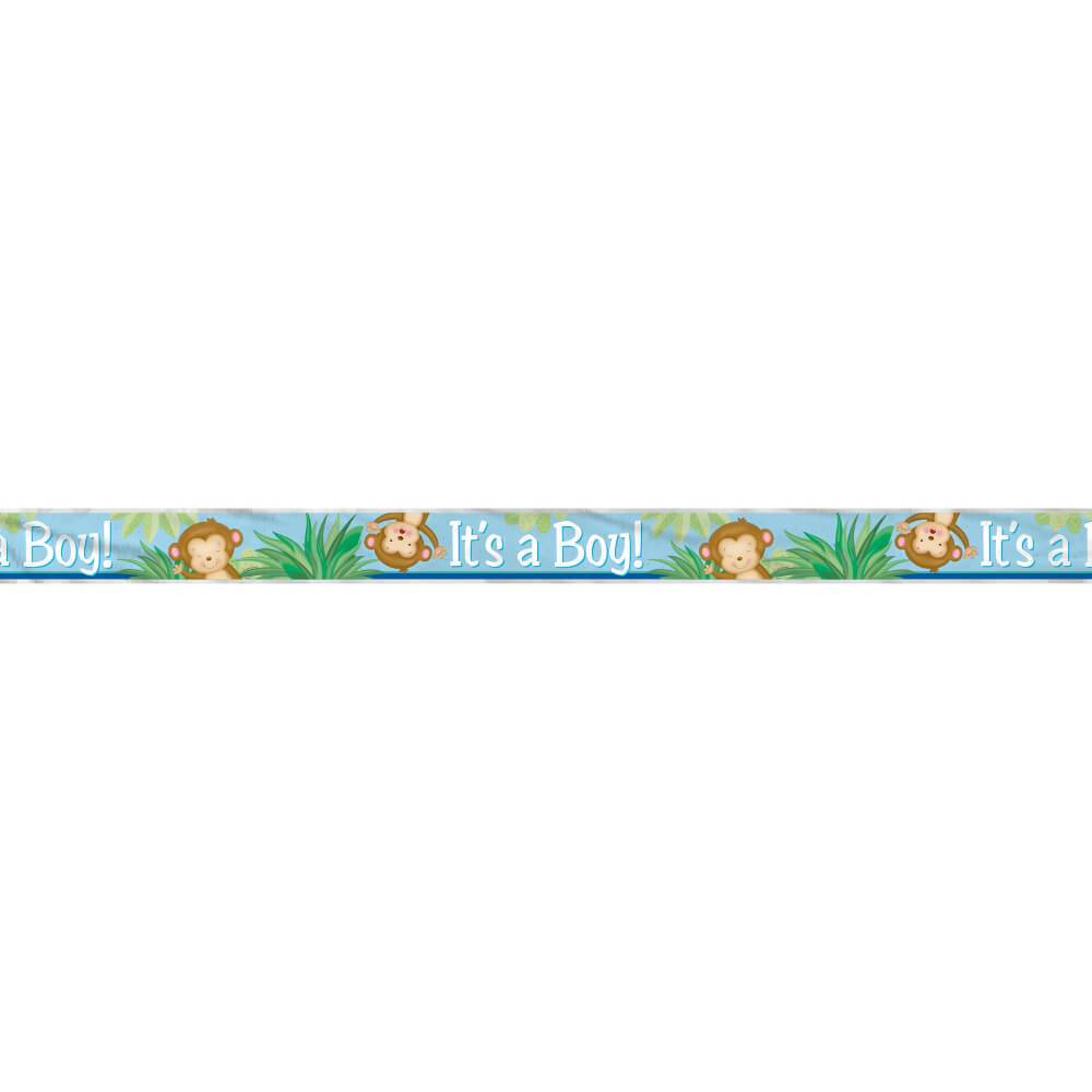 Foil Banner 12ft, Boy Monkey Baby Shower 