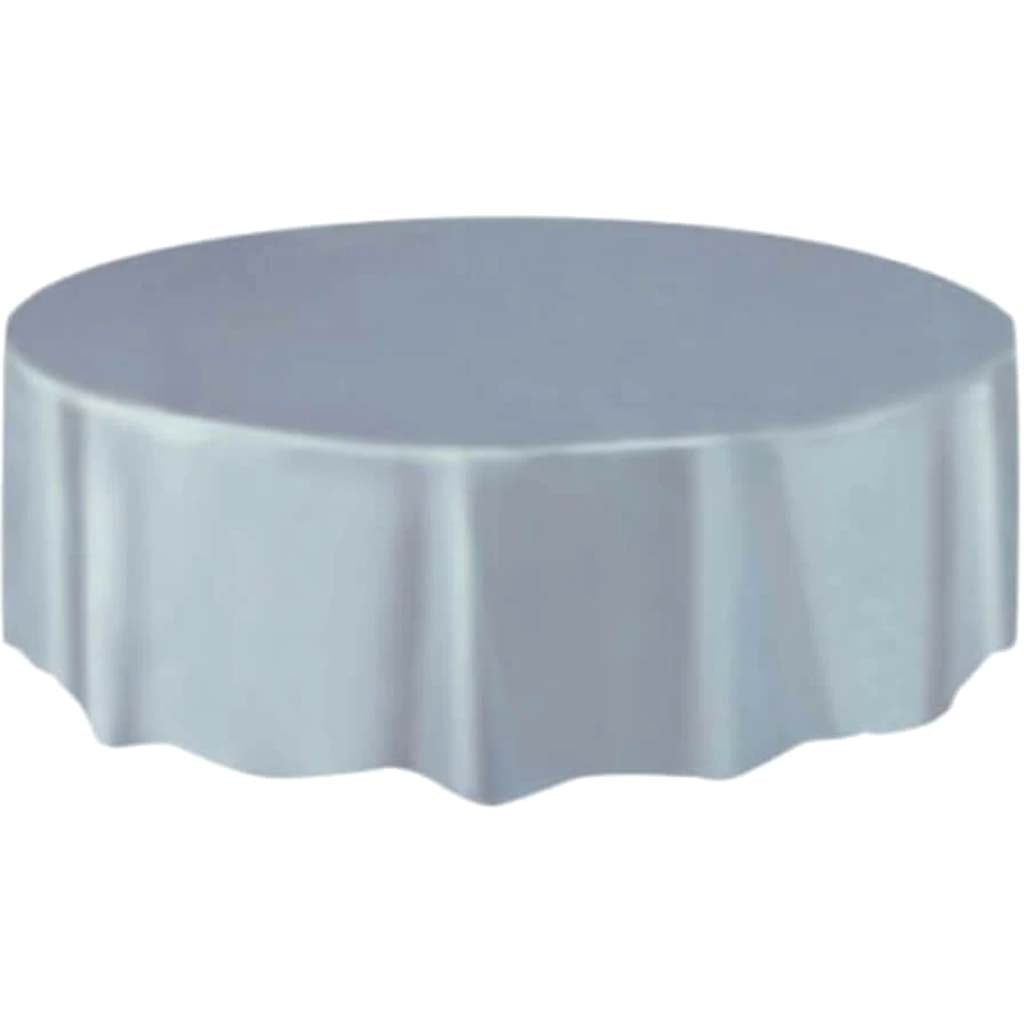 Round Table Cover 84in Silver 