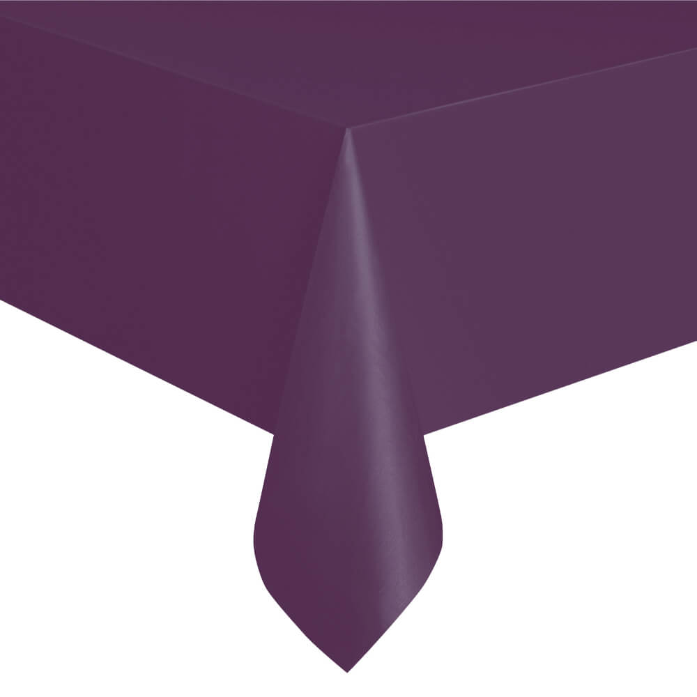 Rectangular Plastic Tablecover 54in x 108in, Deep Purple Solid 