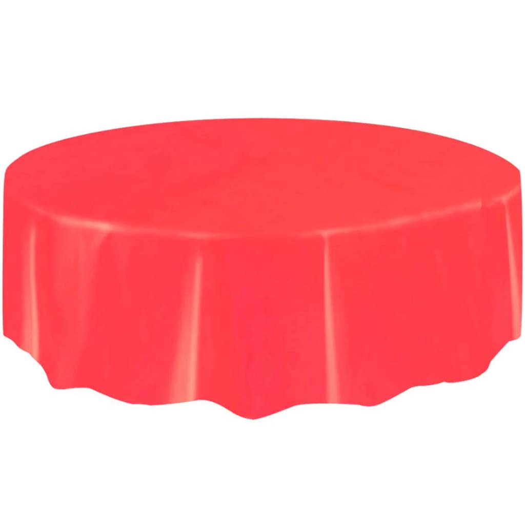 Red Solid Round Tablecover 84in, 