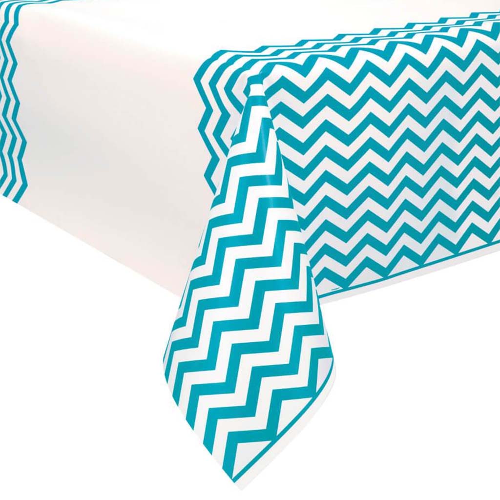 Rectangular Tablecover 54in x 108in, Caribbean Teal Chevron 