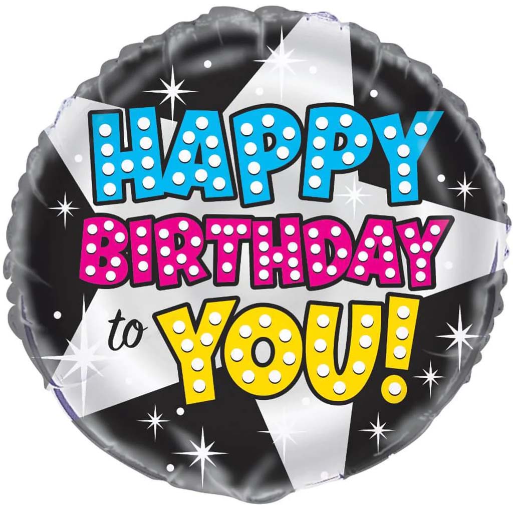 Hollywood Star Birthday Round Foil Balloon, 18in 