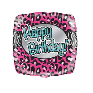 Pink Animal Birthday Square Foil Balloon, 18in