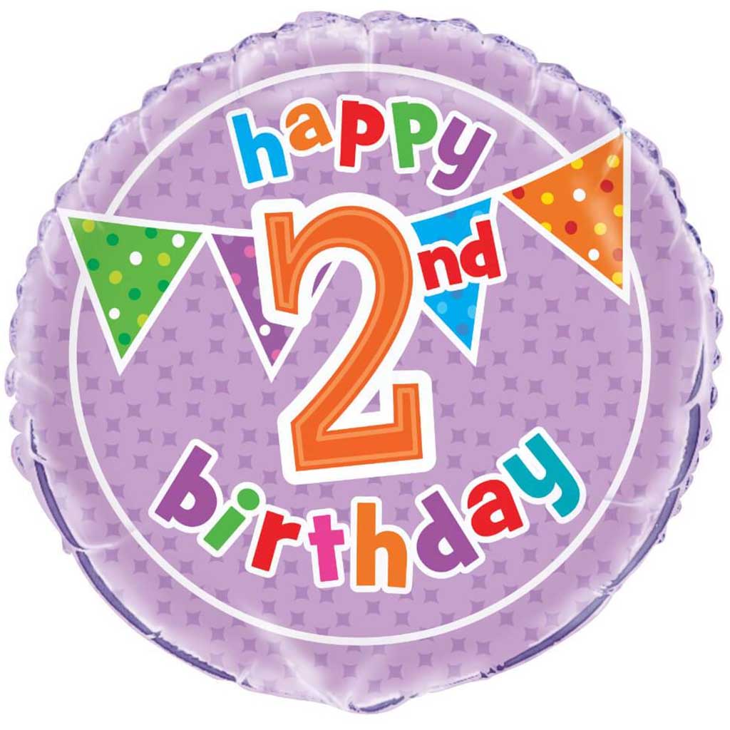 Polka Dot 2nd Birthday Round Foil Balloon, 18in 